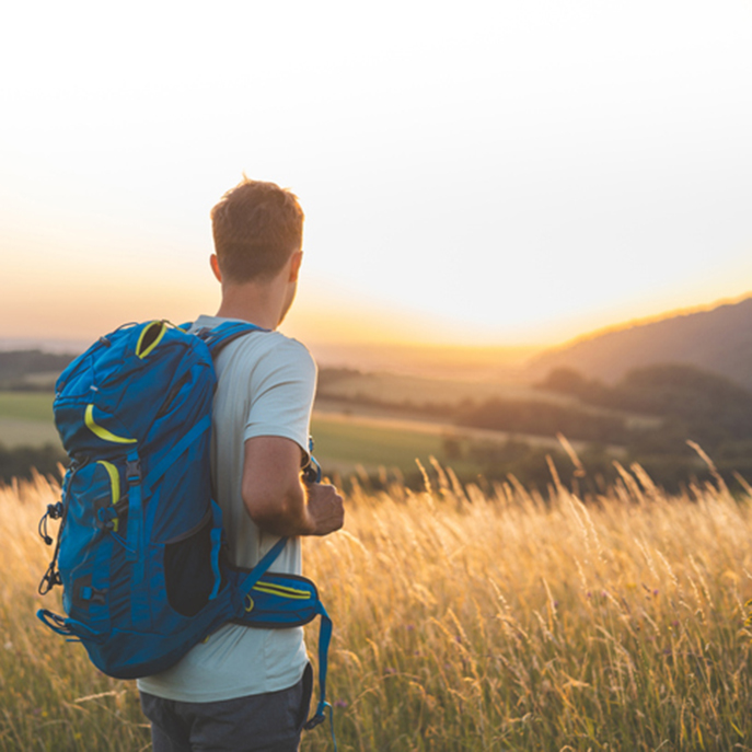 Man-With-A-Blue-Backpack